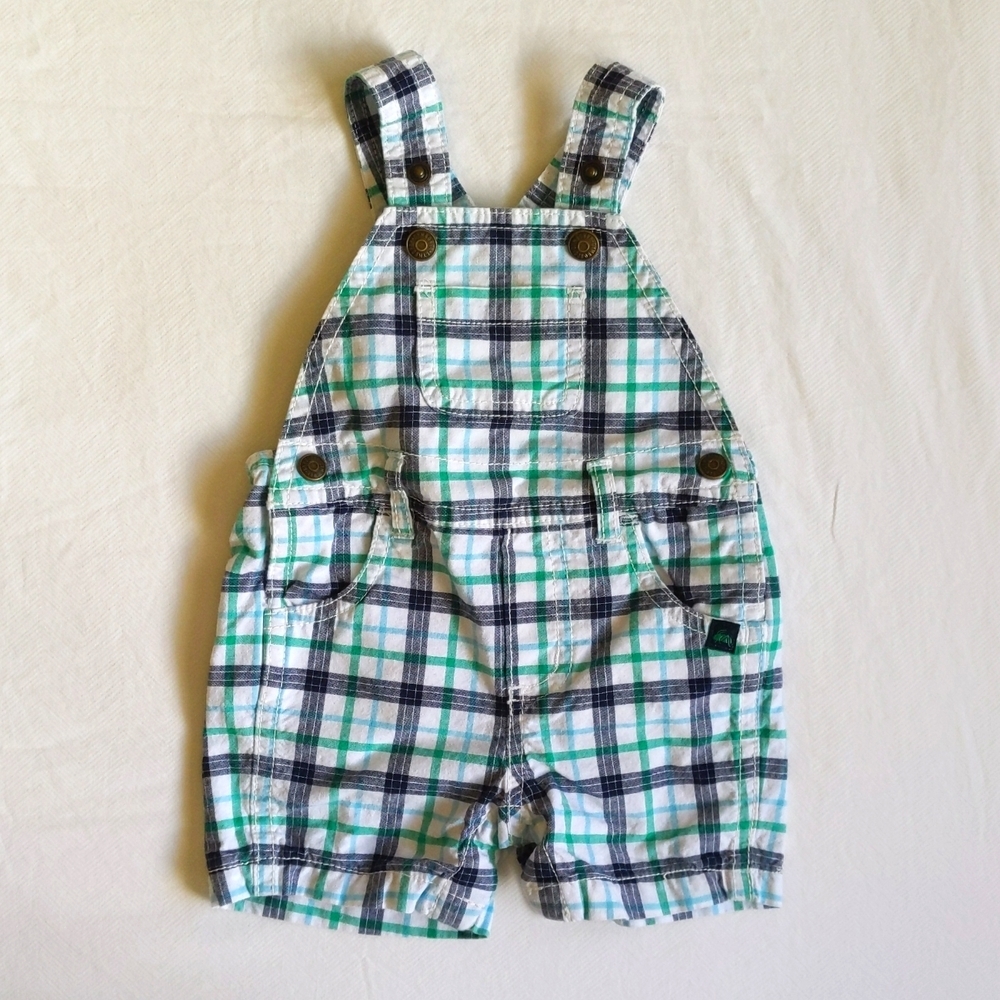 gymboree summer plaid shortalls shorts overalls 3 months baby